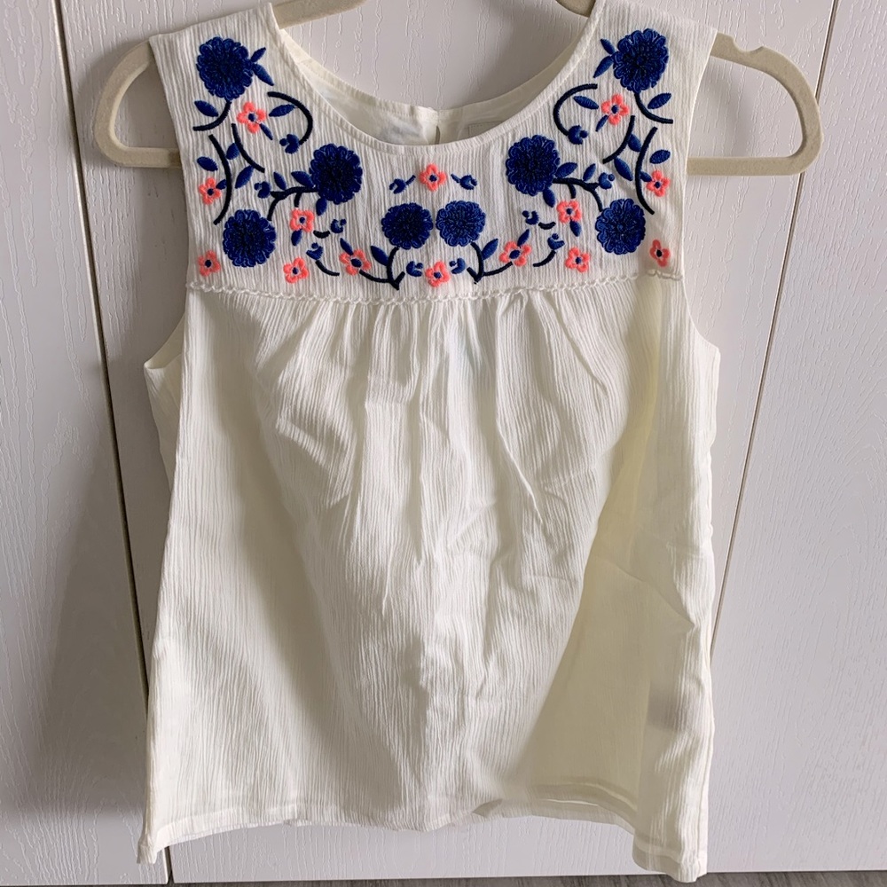 Boden Portia Embroidered Floral Sleeveless Top Ivory size 2 NWT